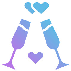 Gradient love champagne icon 