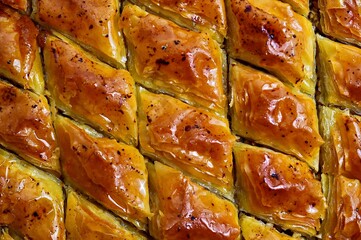 Turkish Dessert Baklava closed up