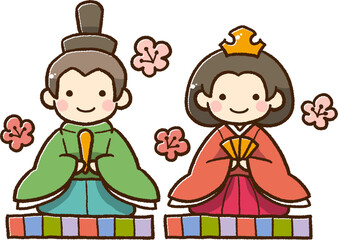 ひな祭りのお雛様とお代理様のイラスト