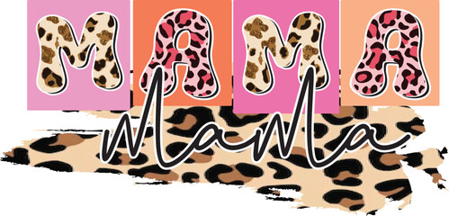 Retro Funny Mother's Day Colorful Sublimation Typographic Print Template. Happy  Groovy Mom Mama  Graphics and Quotes for Print on Demand Industry.