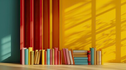 Obraz premium 3D render of colorful books collection