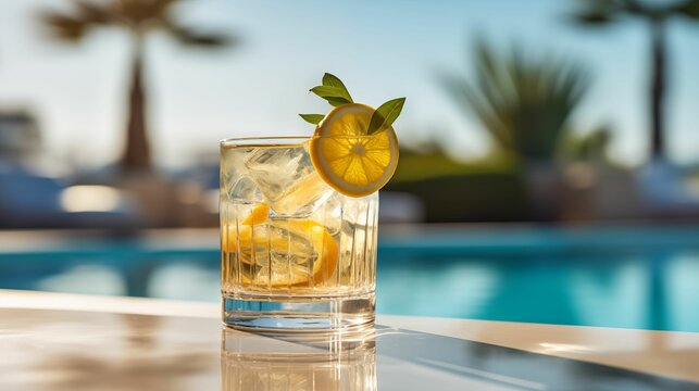 An image of a cocktail by the pool.
