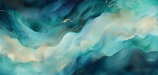 Ocean in rich blue, abstract marbled wallpaper or background 007