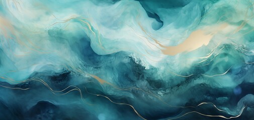 Ocean in rich blue, abstract marbled wallpaper or background 008