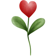 Red rose heart clipart, Watercolor valentine flower illustration for valentines day gifts, wedding decoration.