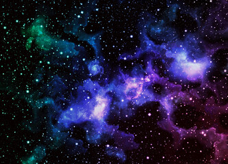 Galaxy in universe and atmosphere with little stars at dark background