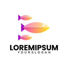 creative fish abstract gradient icon logo design