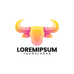 creative bull head abstract gradient icon logo design