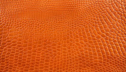 orange genuine reptile leather background texture, copy space for text