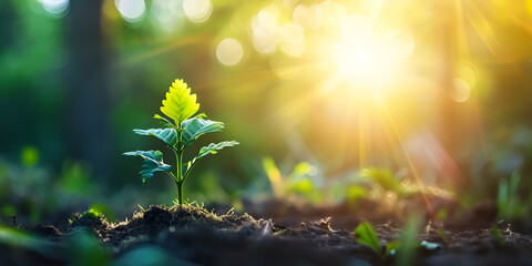 Green leaves background in sunny day | A plant growing in the soil in the sunlight | A plant growing in the soil in the sunlight.| Vibrant Green Leaves Dance Against a Sun-Kissed Canvas - obrazy, fototapety, plakaty