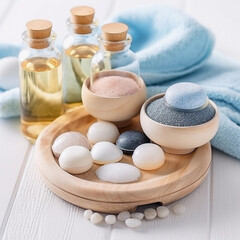 Obraz na płótnie Canvas beauty treatment items for spa procedures
