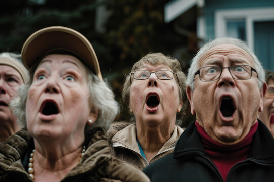 senior people looking surprised with their mouths open