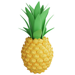 Pineapple clipart flat design icon isolated on transparent background, 3D render food and fruit concept