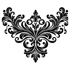 Obraz premium Hand drawn black line Vintage carved calligraphic Swirls, Badges. Corners Decorative Ornate Flourishes Elements border frame vector