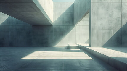 Obraz premium Abstract 3D Rendering of Concrete Architecture