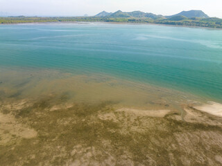 Obraz premium Beautiful seacoast view at open sea in summer season,Nature Environment and Travel background