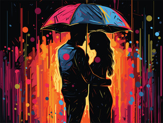 couple under the umbrella 