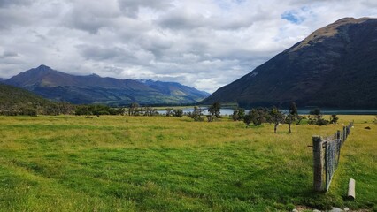 Landscape View Of the Lake and the Mountain Over the Sheaf Farm