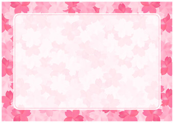 桜の花が美しい春の桜フレーム背景24濃いフレーム3