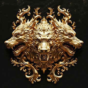 Golden cerberus badge metallic