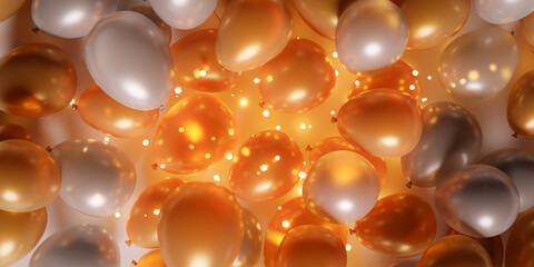 Golden luxurious balloons background.3d rendering