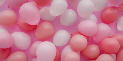 Pink romantic balloons background.3d rendering