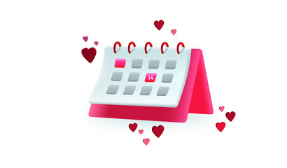 valentines day, love calendar illustration vector png no background, and hearts around different sizes wallpaper, sticker, resource 