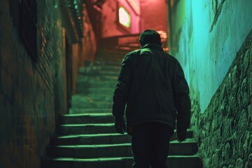 Mystical Green Glow in Urban Alleyway