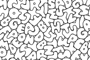 Hand drawn seamless pasta alphabet vector pattern - 722662146