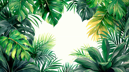 Coconut Leaves Tropical Elegance: Vibrant in a Lush Jungle Setting, Generative Ai
