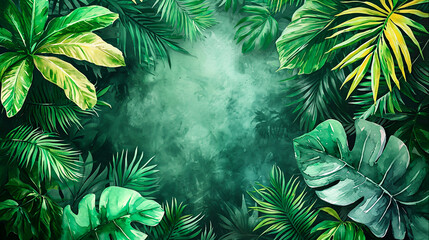 Coconut Leaves Tropical Elegance: Vibrant in a Lush Jungle Setting, Generative Ai