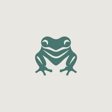 カエルをシンボリックに用いたシンプルなロゴのベクター画像