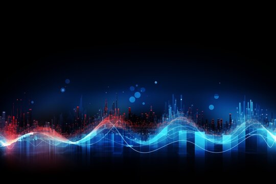 Signal frequency spectrum graph background image combined bar and wave patterns