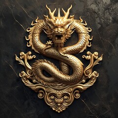Golden dragon badge metallic