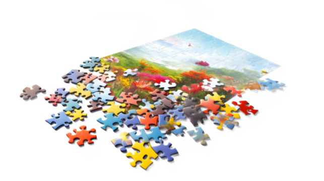 Jigsaw Puzzle. Transparent background PNG.