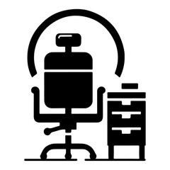 minimal Office chair icon, clipart, vector silhouette, flat style, black color silhouette