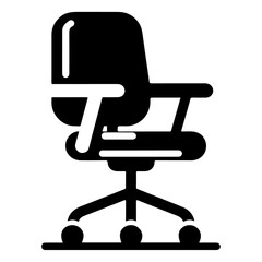 minimal Office chair icon, clipart, vector silhouette, flat style, black color silhouette