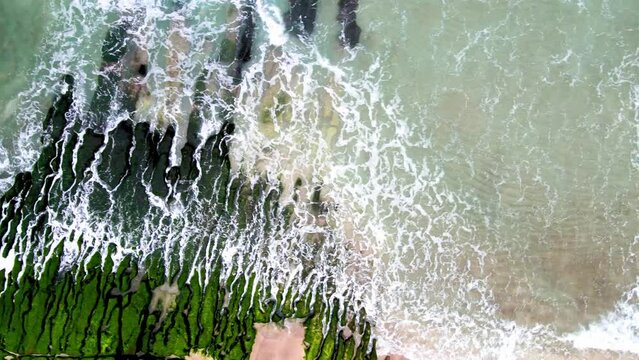 Laomei Green Reef, volcanic rocks with seasonal algae in Shimen District, New Taipei City, Taiwan