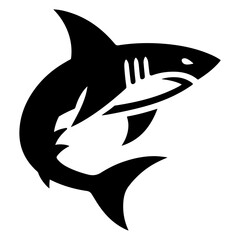 minimal shark icon, clipart, vector silhouette, flat style, black color silhouette