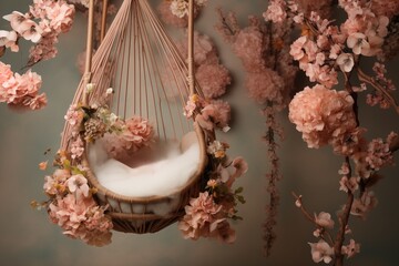 Beautiful floral digital backdrop for newborn baby