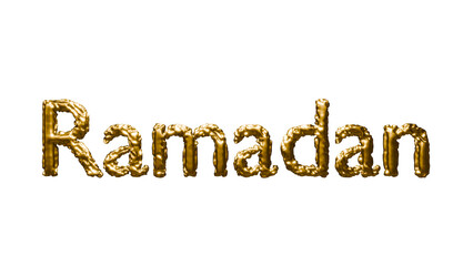 Ramadan golden balloon text on transparent background 