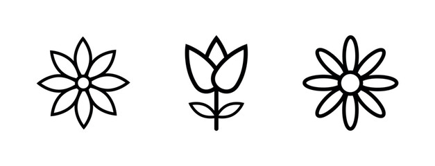 Flower Icon. Lineal Style Flower Outline Icon Vector Illustration