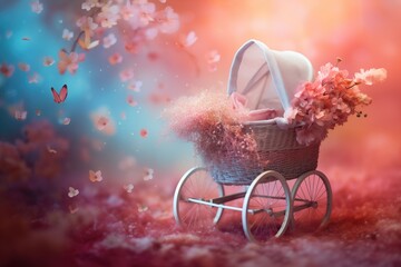 Beautiful floral digital backdrop for newborn baby - Powered by Adobe