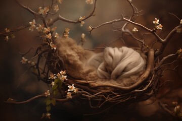 Beautiful floral digital backdrop for newborn baby - Powered by Adobe
