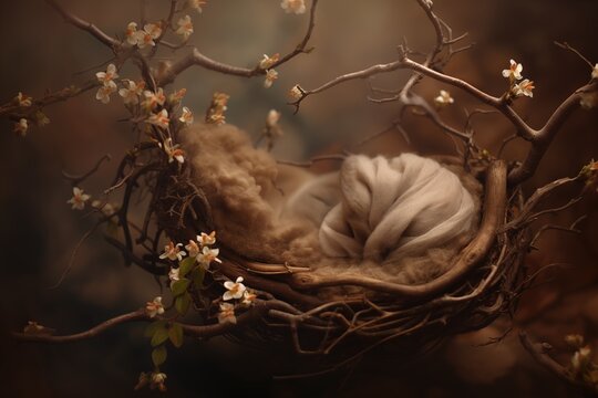 Beautiful floral digital backdrop for newborn baby