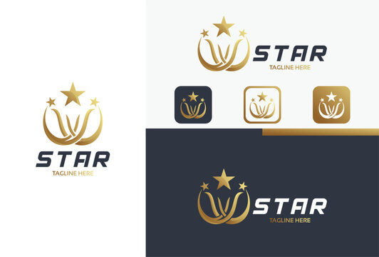 modern golden star logo icon vector concept illustration