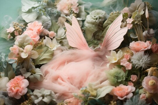 Beautiful floral digital backdrop for newborn baby