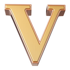 Gold  later V font 3D render