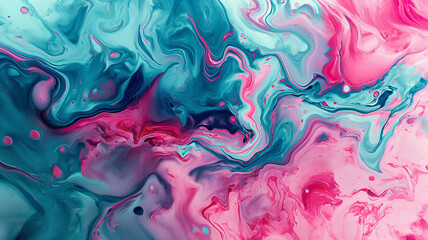 Abstract Pink and Turquoise Swirls Art
