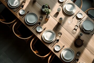 realistic photo of a dining table with a minimalist concept
